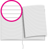 Notizbuch DIN A4 hoch, Umschlag: Hardcover 4/0-farbig, Inhalt: 64 linierte Inhaltsseiten inkl. Abrissperforation (1 cm vom Bund)